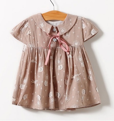 Short sleeves Collared Cotton frock for girls