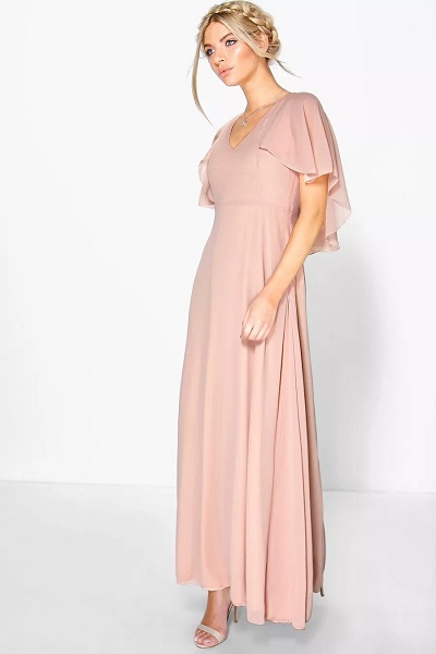 Shoulder Cape Sleeve Long Dress