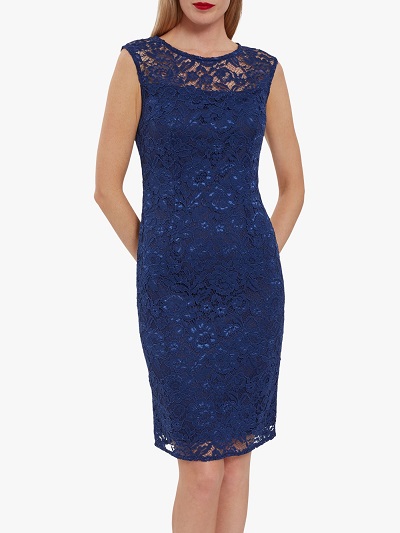 Sleeveless Blue Bodycon Lace Dress Design