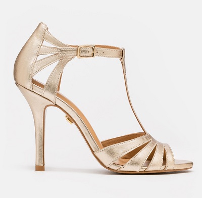 Stiletto sandal in gold