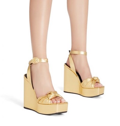 Strappy gold sandals for women