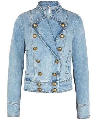 Tailored Blazer Style Light Blue Denim Jacket