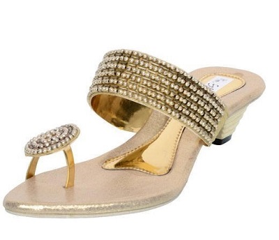 Toe Style Golden Sandal For Women