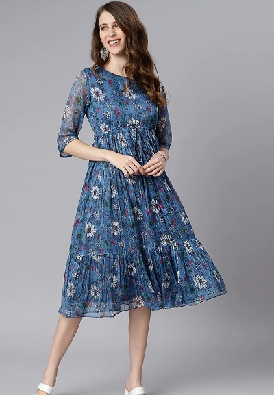 Trinket fabric floral print dress design
