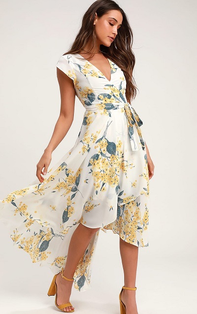 Uneven hemline floral print dress
