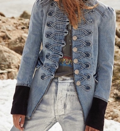 Vintage Long Blazer Pattern Denim Jacket