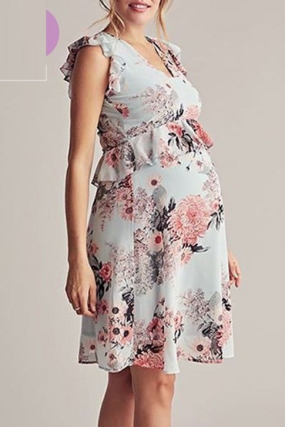 Waistline Short Dress For Pregnant Ladies