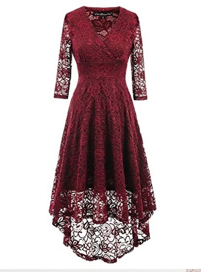 Wrap Around Fit Flared Lace Dress Design