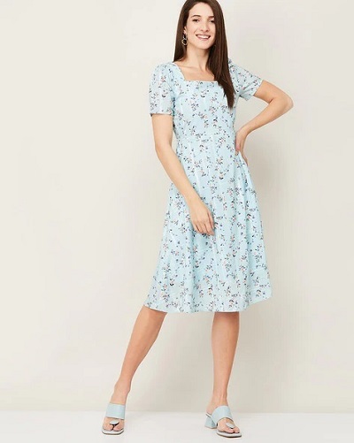 Floral printed simple summer dress