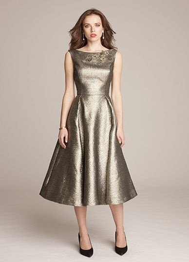 Silver grey fit and flare dress for parties