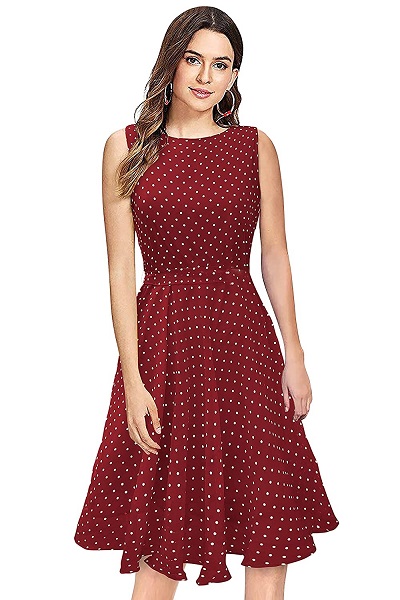 Simple Polka dotted fit and flare dress
