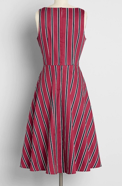 Vertical striped dress for ladies