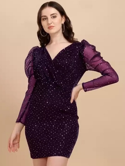 wine short bodycon velvet dress design