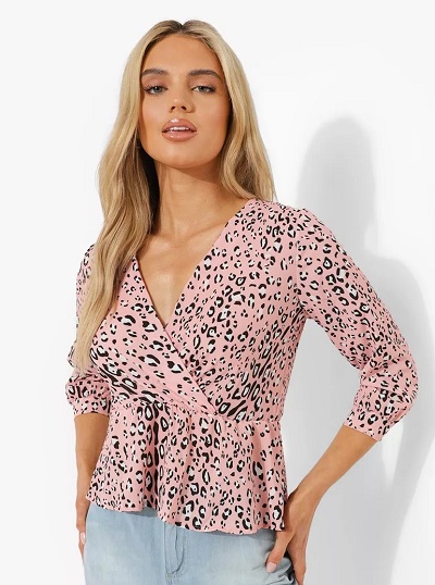 Animal Print Pink Peplum Top Pattern