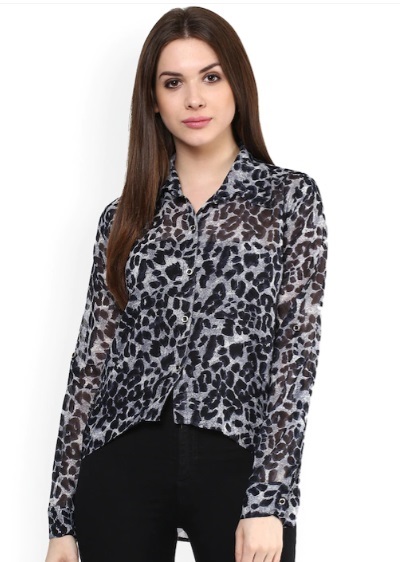 Animal Printed Black Top For Women