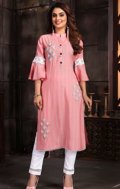 Art Silk Kurti Pant With Long Jacket