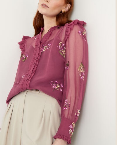Chiffon Embroidered Top For Women