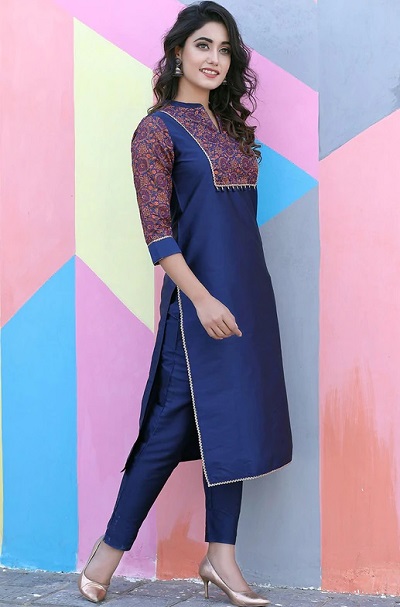 Cotton Simple Kurti Blue Pant Daily Use