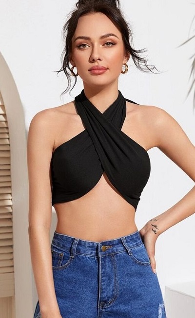 Cross Over Short Halter Style Top