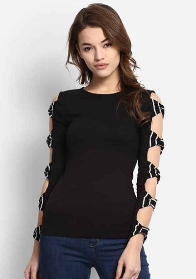 Designer Full Sleeves Black Top