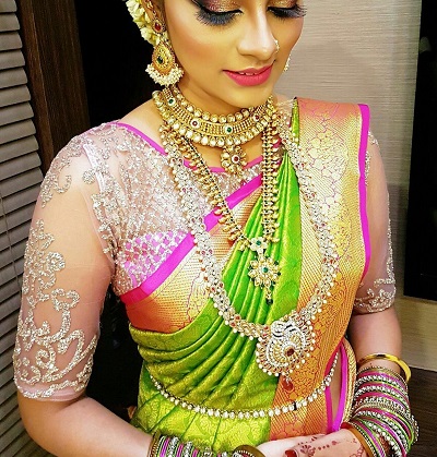 Embellished Silk Saree Blouse Design