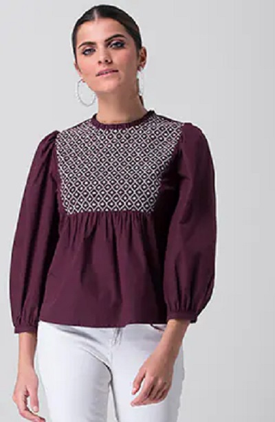 Embroidered Empire Top
