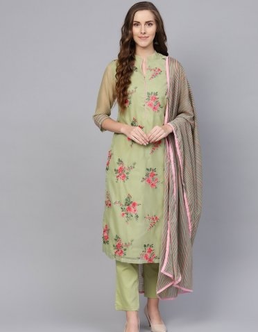 Embroidered Kurti Pant With Printed Dupatta