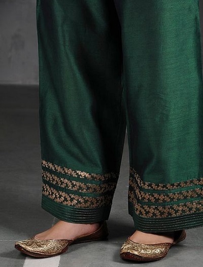 Embroidered dark green broad salwar pattern
