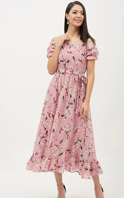 Fashionable Floral printed A-line Dress
