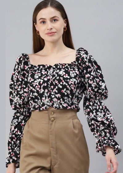 Floral Printed Short Crop Top