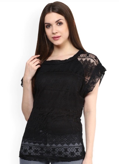 Lace Fabric Black Top Design