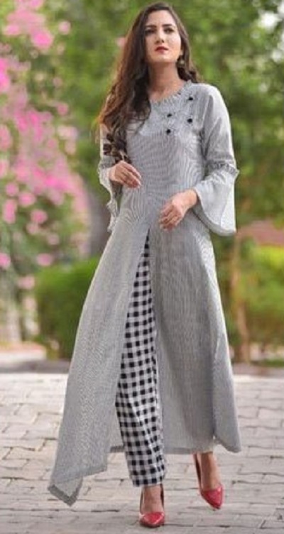 Simply Designed Plain Kurti With Pant  suumayaindia