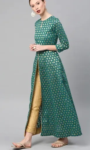 Long brocade kurti with trouser pants