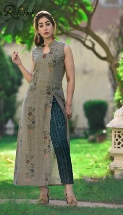 Long straight cut kurti with side slit