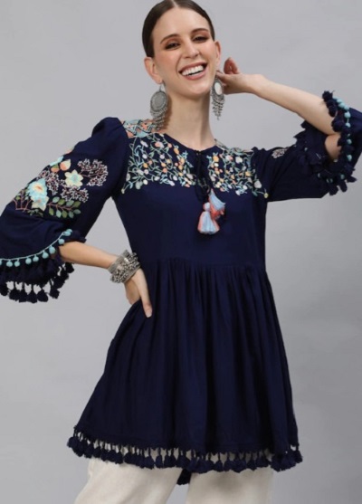 Long tunic style peplum top for women