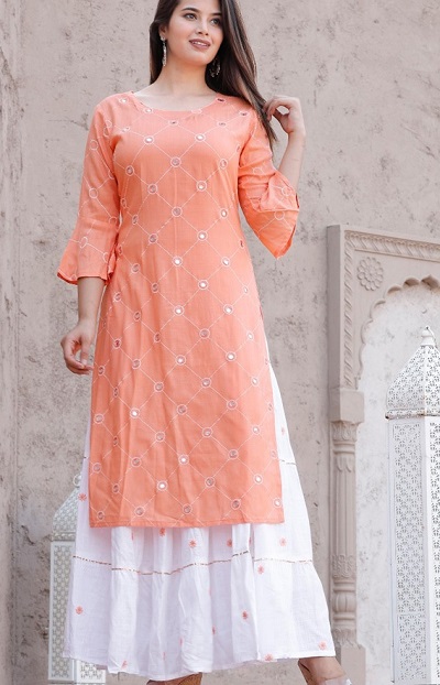 Georgette Fabric Long Kurti Panal Design at Rs 1350 | Dhoti style kurti in  Lucknow | ID: 2852155400873