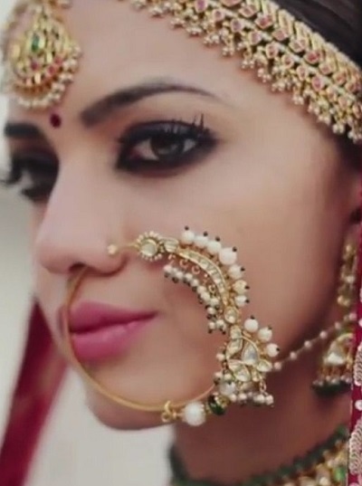 Polki And Kundan Setting Bridal Nose Pin