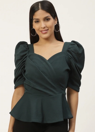 Puff sleeves peplum top style