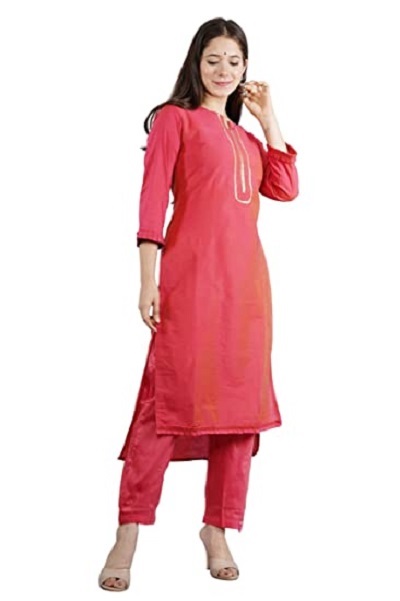 Silk Shirt Like Long Kurti Printed Pant Combination