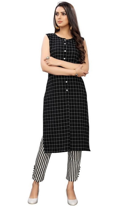 Simple Cotton Sleeveless Kurti Pant Set