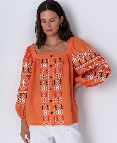 Square Neck Embroidery Top