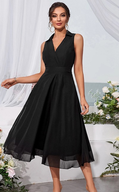 V-Neckline A-Line Dress Design