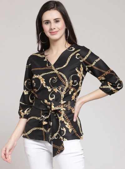 Wrap Pattern Black Top Design