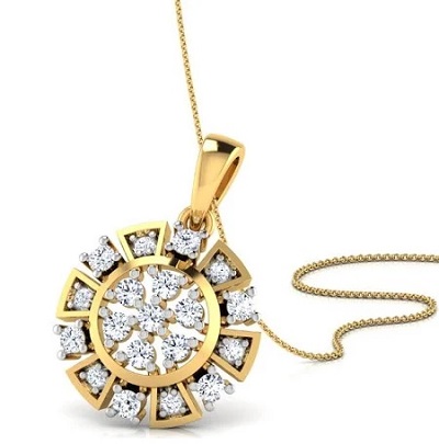 Circular gold and diamond pendant for everyday use