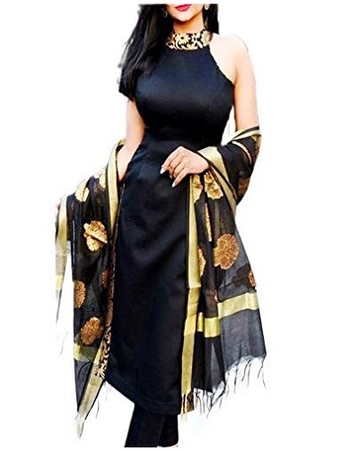 Black embellished short kurti suit set