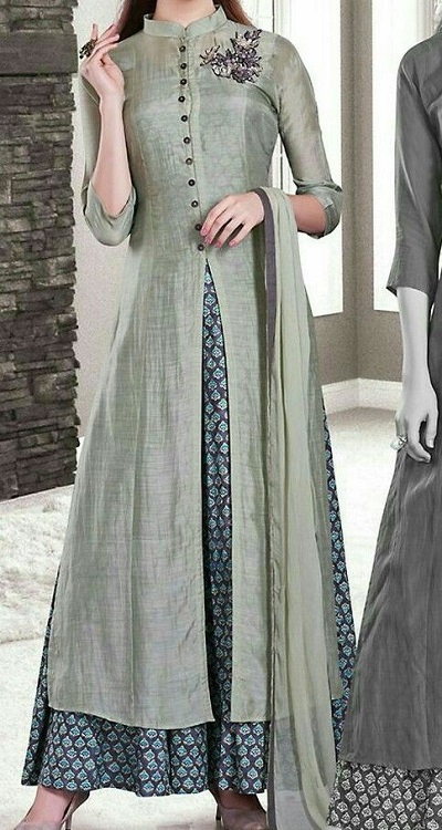 Grey Stylish Layer Kurta Design