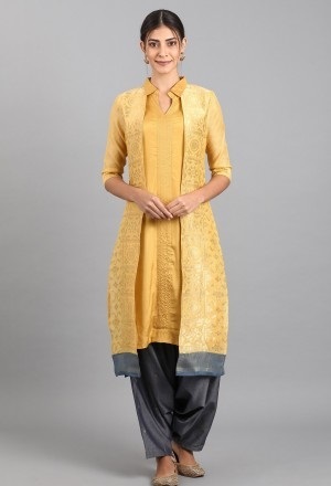 Layered Pattern Coloured Layered Kurta Design