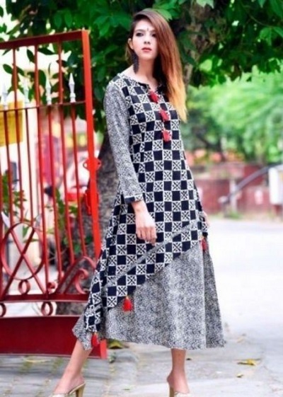 Red  Blue Straight Rayon Double Layer Kurti at Best Price in Jaipur   Vedika Overseas