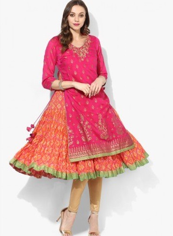 Straight layer Heavy Embellished Short Anarkali Kurta