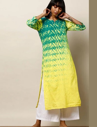 Buy Yellow White Cotton Tie and Dye Kurta with Salwar - Set of 2 |  THE11MAR103/THE11 | The loom